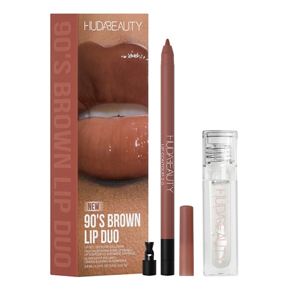 Lip Duo - 90s Brown -  Gloss og læbeblyanter, HUDA BEAUTY